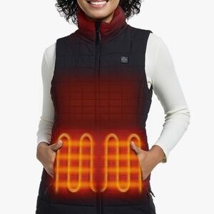 NEW ORORO Women's Size L 4-zone Heated Down Vest, w/batteries + charger NWT